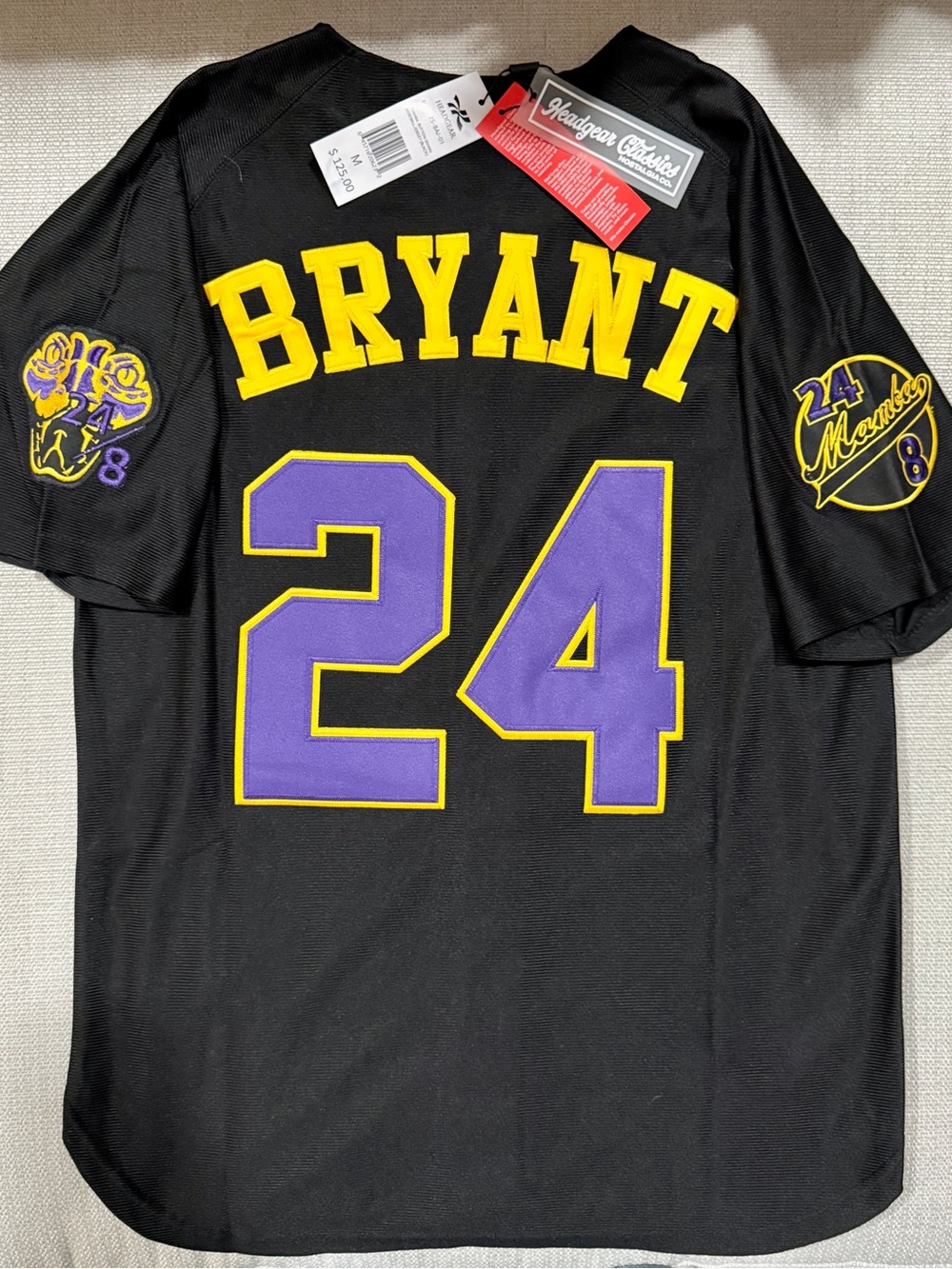 Men's Black Kobe Bryant #24 Tribute baseball Jersey Mamba mentality men’s M